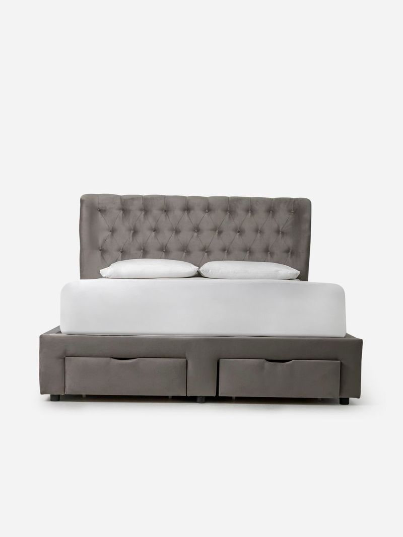 Grey Storage base headboard set - Double