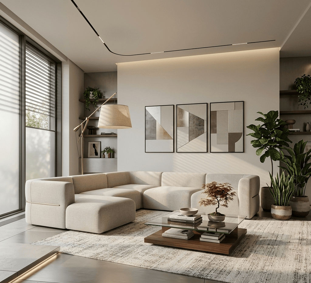 Zhua Modern Modular Corner Sofa & FREE DECORATIVE LEAF PLANT 17x160