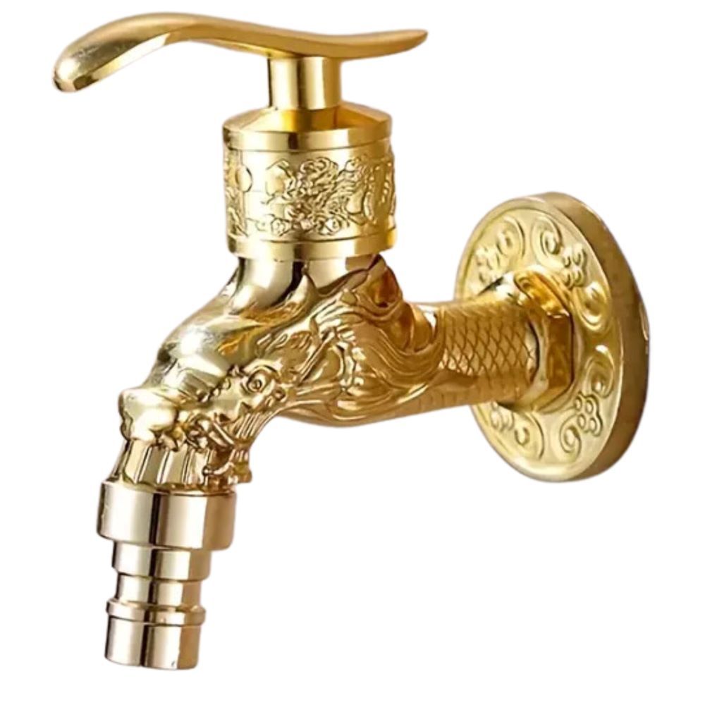 ANTIQUE BIB TAP 15MM - GOLD VINTAGE BRASS LONG KNOB