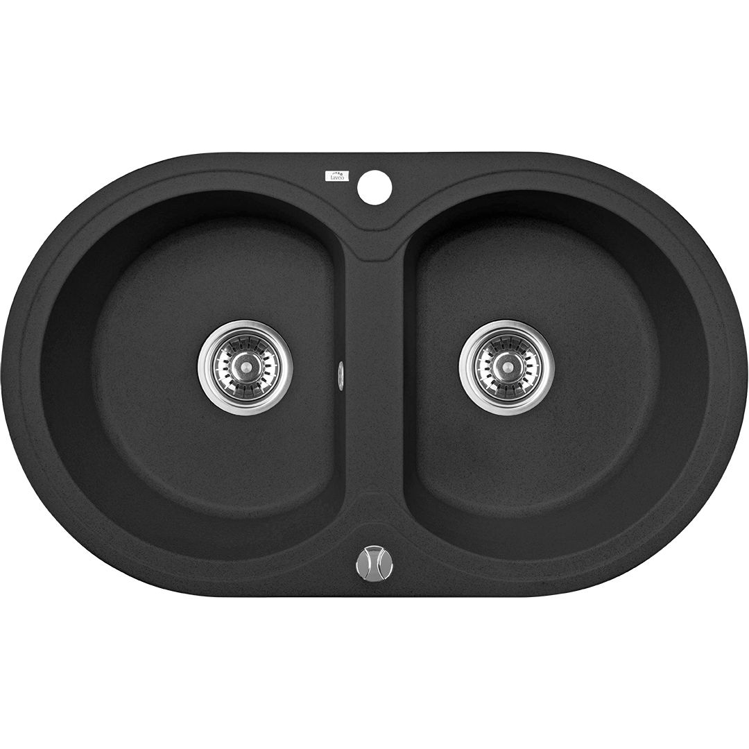 Laveo Dafne Granite Sink 2 Bowl - Black