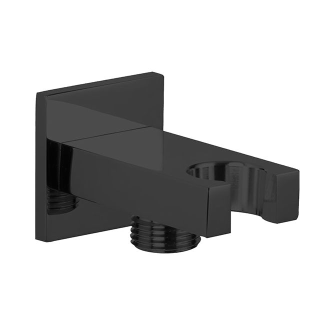 Devario Premio Shower Outlet Elbow With Holder Square Brass -Matte Black