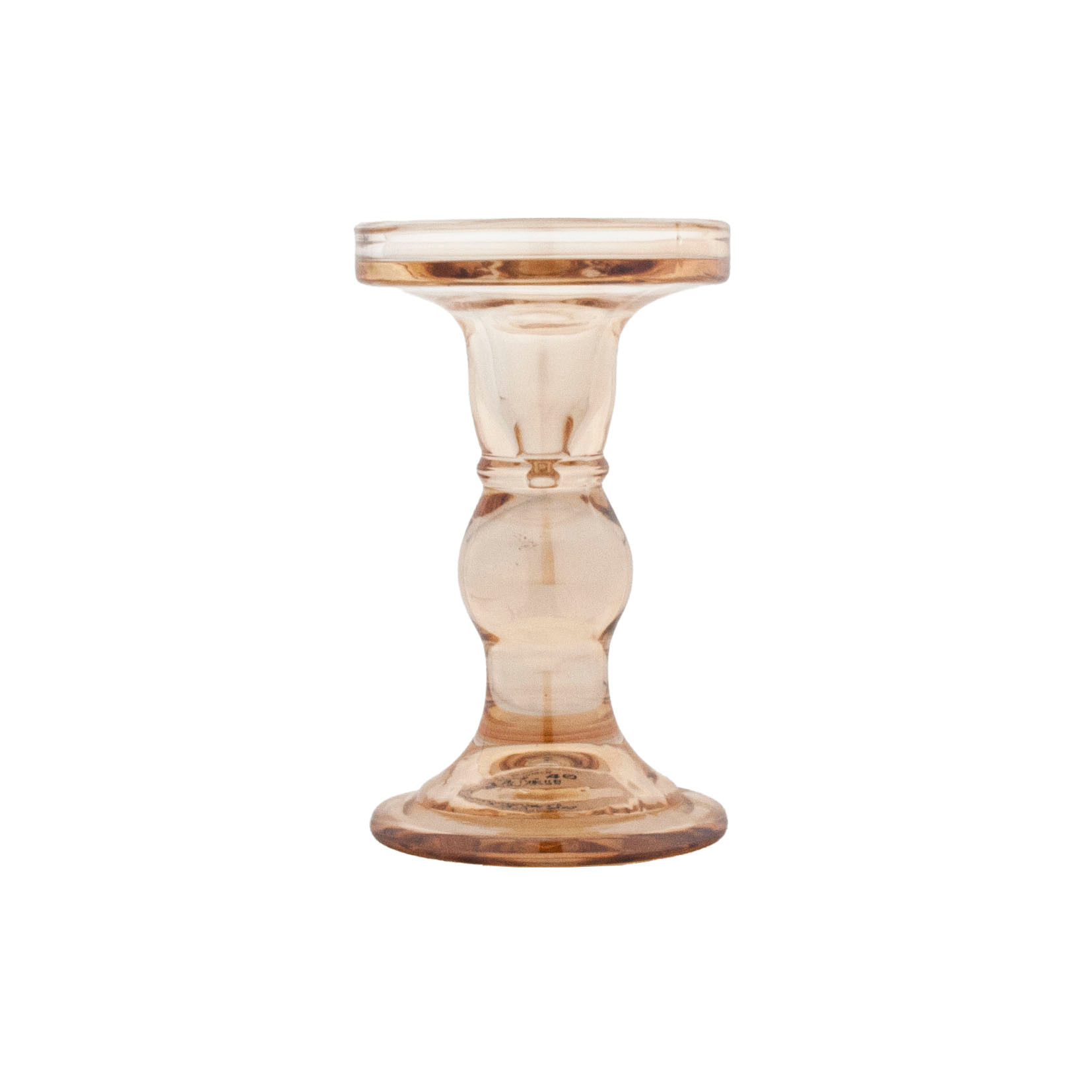 Glass Candle Holder Large Amber 8Cmx14Cm