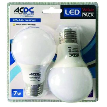 110-240VAC 5W Daylight A60 E27 LED Lamp /2 Pack