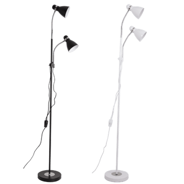 Metal and Polished Chrome Floor Lamp with Gooseneck Arms
