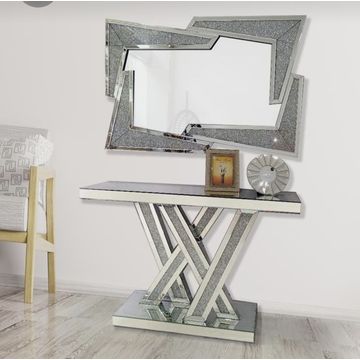 KCW FURN: Console Set - Glass Table and Mirror
