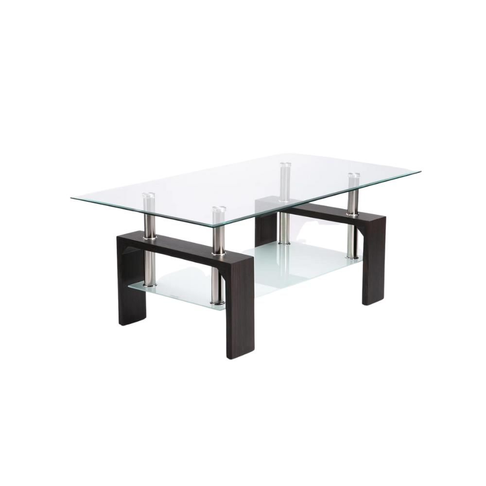 Lala 110x60cm Glass Coffee Table - Mahogany