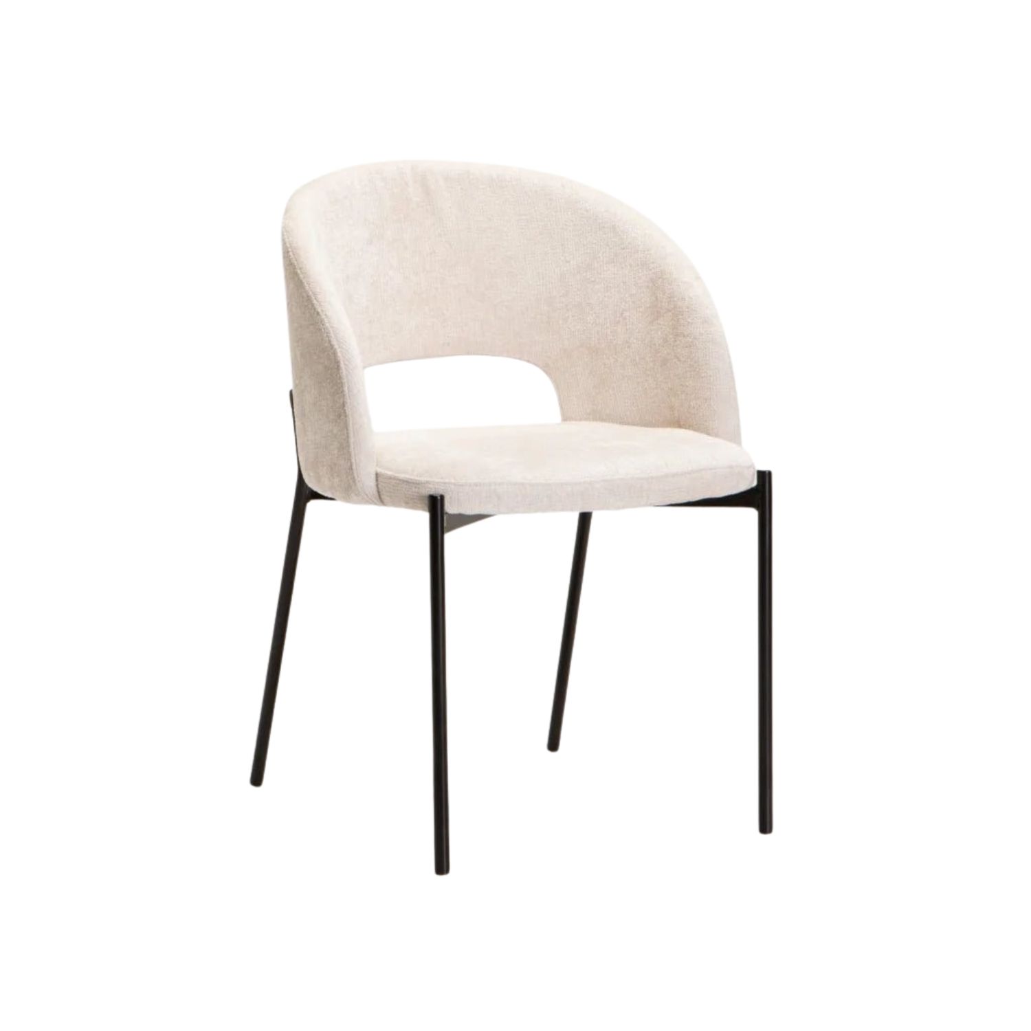 Modern Fabric Dining Chair with Curved Back - Oatmeal