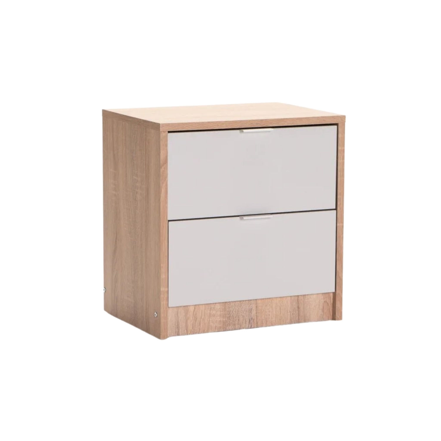 2-Drawer Pedestal Bedside Cabinet - Light Oak/Light Grey