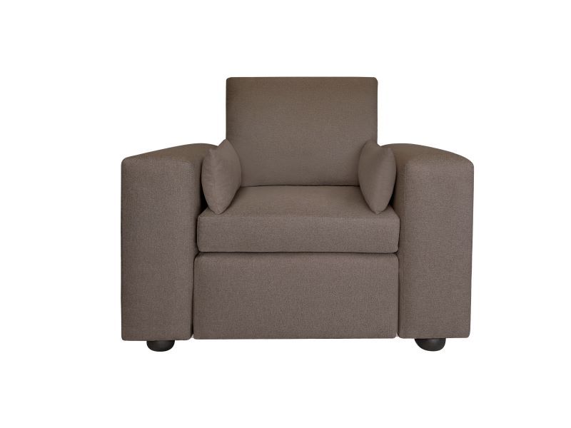 Couch in a Box 1 Seater Square Arm Sofa- Medium Brown