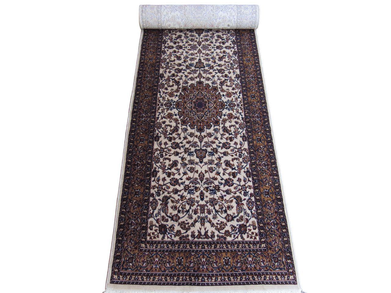BK Carpets & Rugs -  Persian Inspired Medallion Runner Rug  –  80cm x 4m - Beige  & Cream