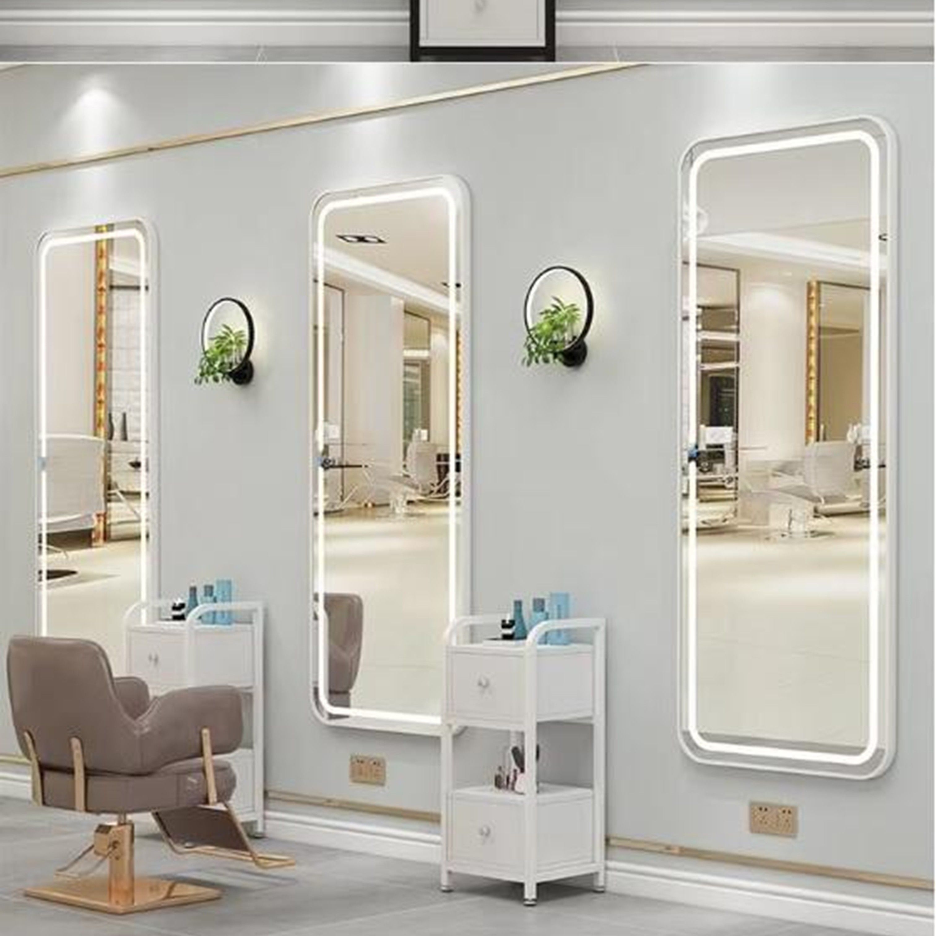 Madiega Furniture - Silver‑Framed Rectangular LED Wall Mirror (150  50 cm)