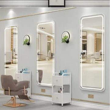 Madiega Furniture - Silver‑Framed Rectangular LED Wall Mirror (150  50 cm)