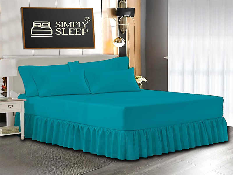 Simply Sleep - Everyday Collection - 05 Piece Combo Set - 90GSM - Peacock Blue - Queen (1pc)