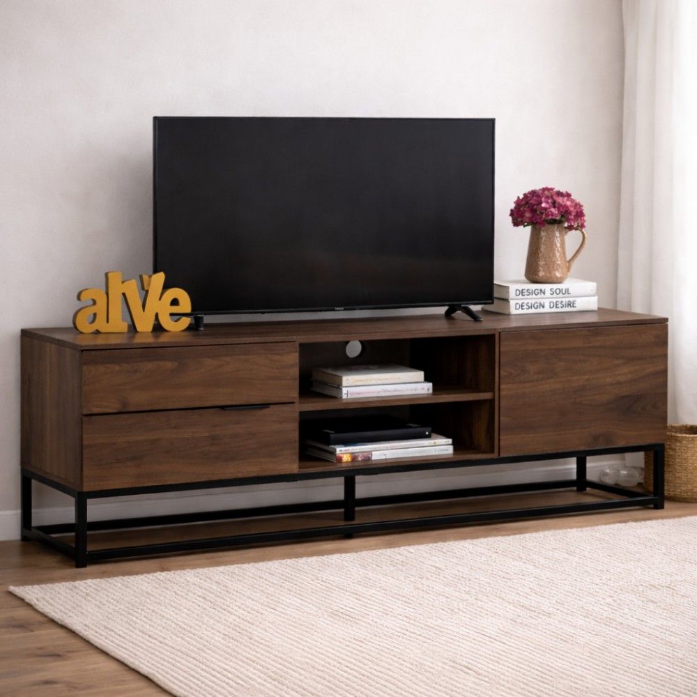Bragg Capri 1.8m TV Stand, Walnut & Black