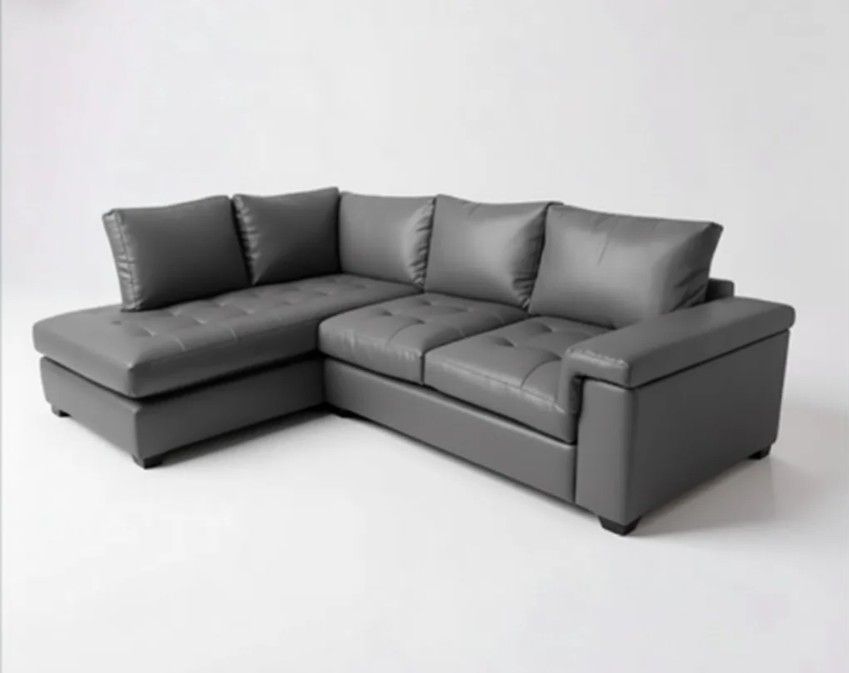 Harper Leather Sofa Grey Right Sided
