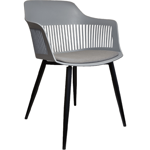 Chair Crazy Lyric Chair Black Metal Frame - Grey Fabric Seat