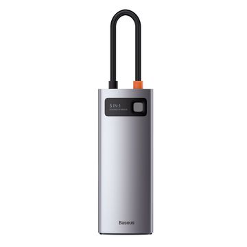 Baseus Metal Gleam Series 5-in-1 Multifunctional Type-C HUB Docking Station - Silver