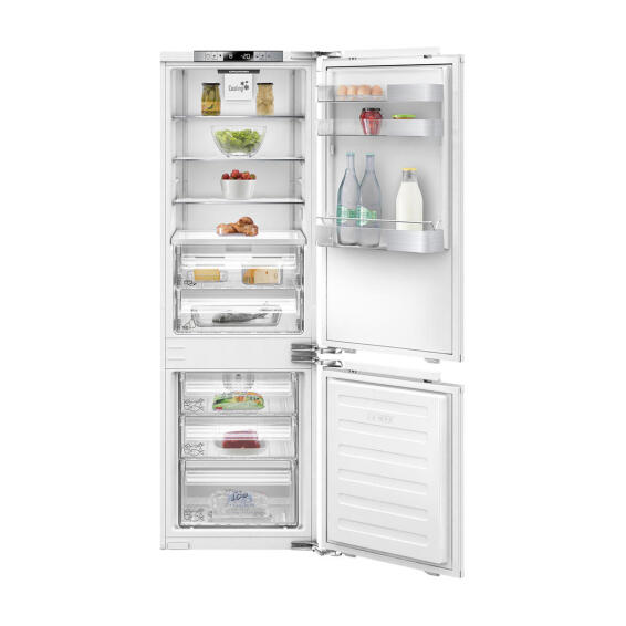 Kitchen Intergrated Fridge And Freezer Combination Grundig Stainless Steel