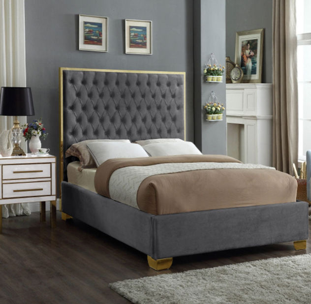 Lucasta Sleigh Bed King -Grey