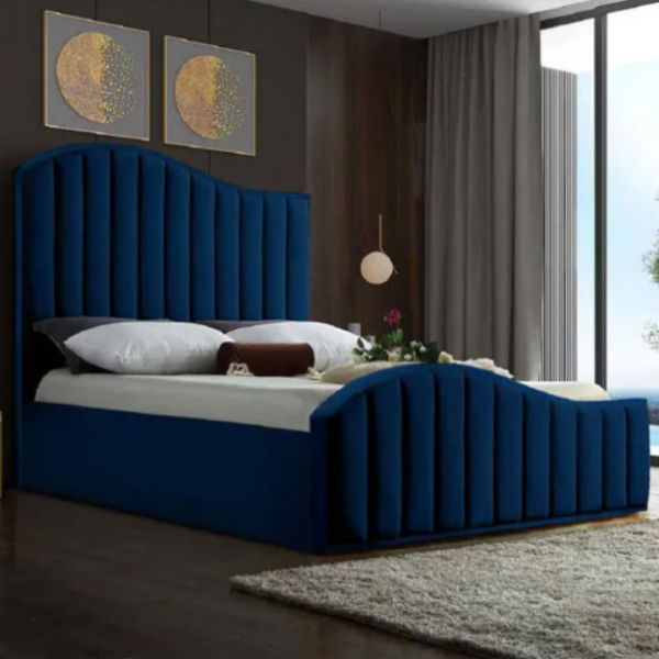 Deborah Bed Frame Velvet Bed Double Royal Blue