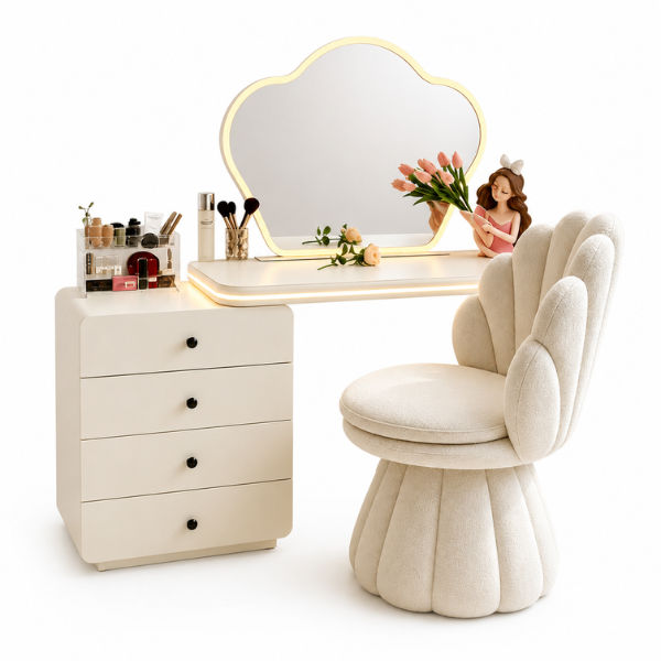 Sorbet Modern Dressing Table – Matte Ivory White
