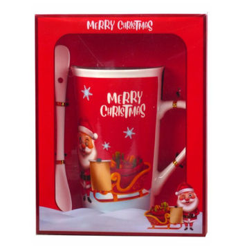Merry Christmas Santa Gift Cup With Spoon
