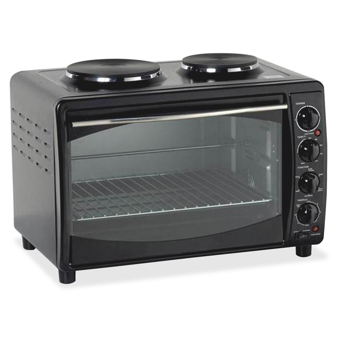 50 Liter Mini Electric Oven with Double Hot Plates - Black