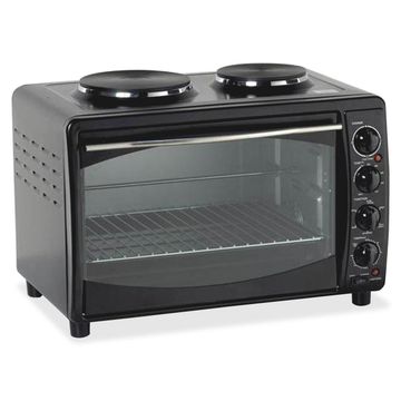 50 Liter Mini Electric Oven with Double Hot Plates - Black