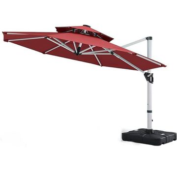 Purple Leaf 10-ft Aluminum Square Burgundy Cantilever Patio Umbrella with no light
