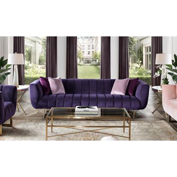 Fio Furniture Purple Velvet Symmetrical 3 seater Sofa