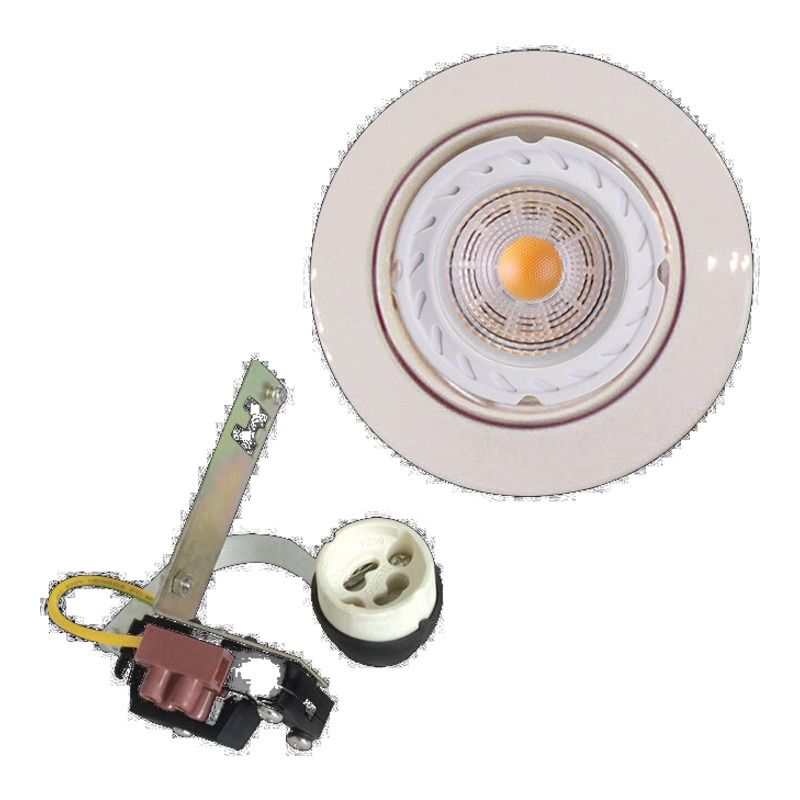 230v 10W GU10 Aluminium Bevelled White Tilt Downlight