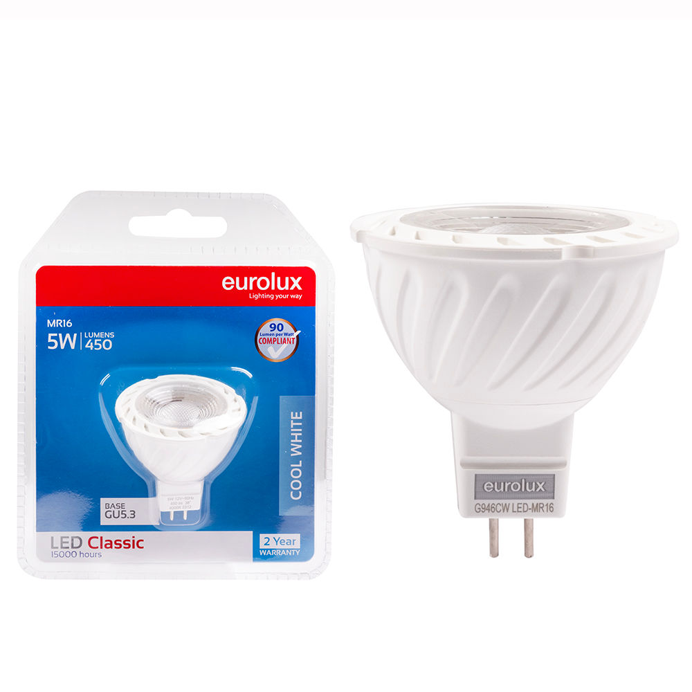 Cool White GU5.3 5W MR16 LED   Lamp