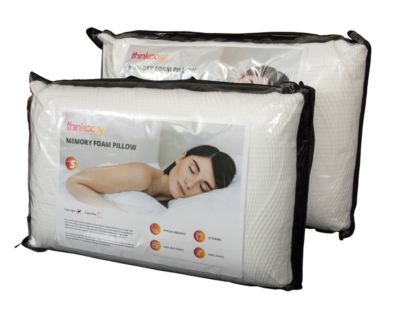 Memory Foam Pillow - Cosy Light - ThinkCosy - 2 Pack
