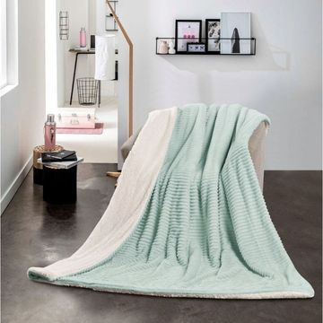 Nu Dekor - Reversible Sherpa Fleece Throw Flannel Blanket - Teal - 180x200cm