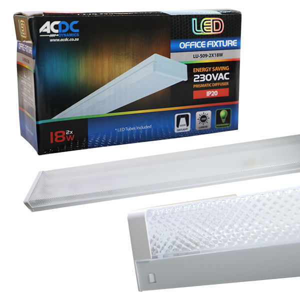 100-240VAC, 2x18W, Double, 6000K, LED Fixture IP20 1230x124x91