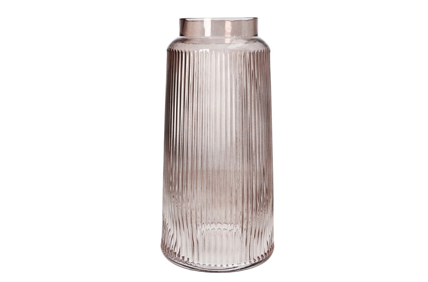 Danny Home Rose Ribbed Decorative Glass Vase-M