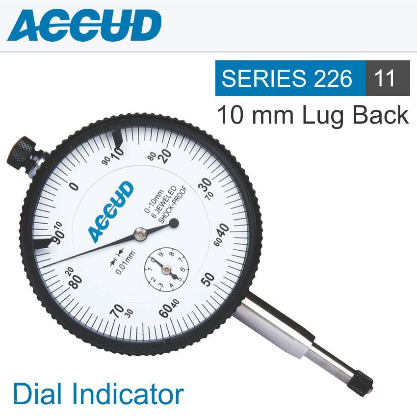 DIAL INDICATOR 10MM SHOCKPROOF 0.01MM GRADIATED LUG&FLAT BACK