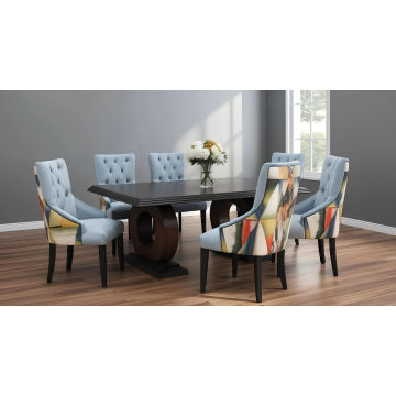 Tamo 6 Seater Dining Set, with Glass top and Marble Stones