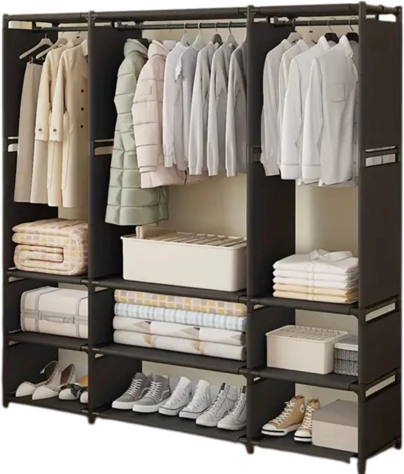 Nu Dekor - Triple Wardrobe Pipe Storage Rack - Black