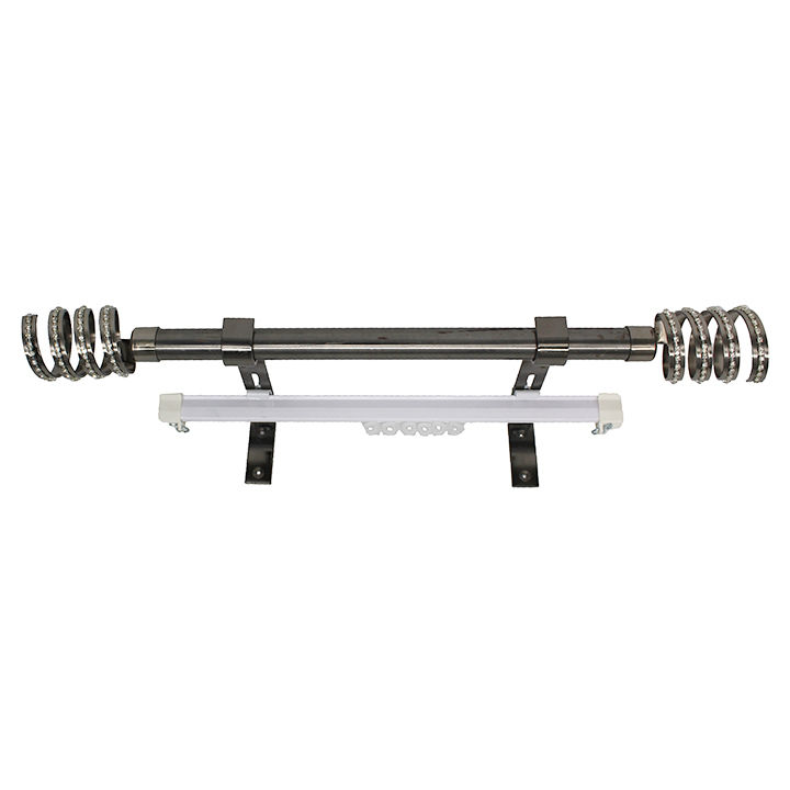 Matoc 25mm Pole and Single Rail Kit - Twinkle Finials - Black Nickel - 2.5m