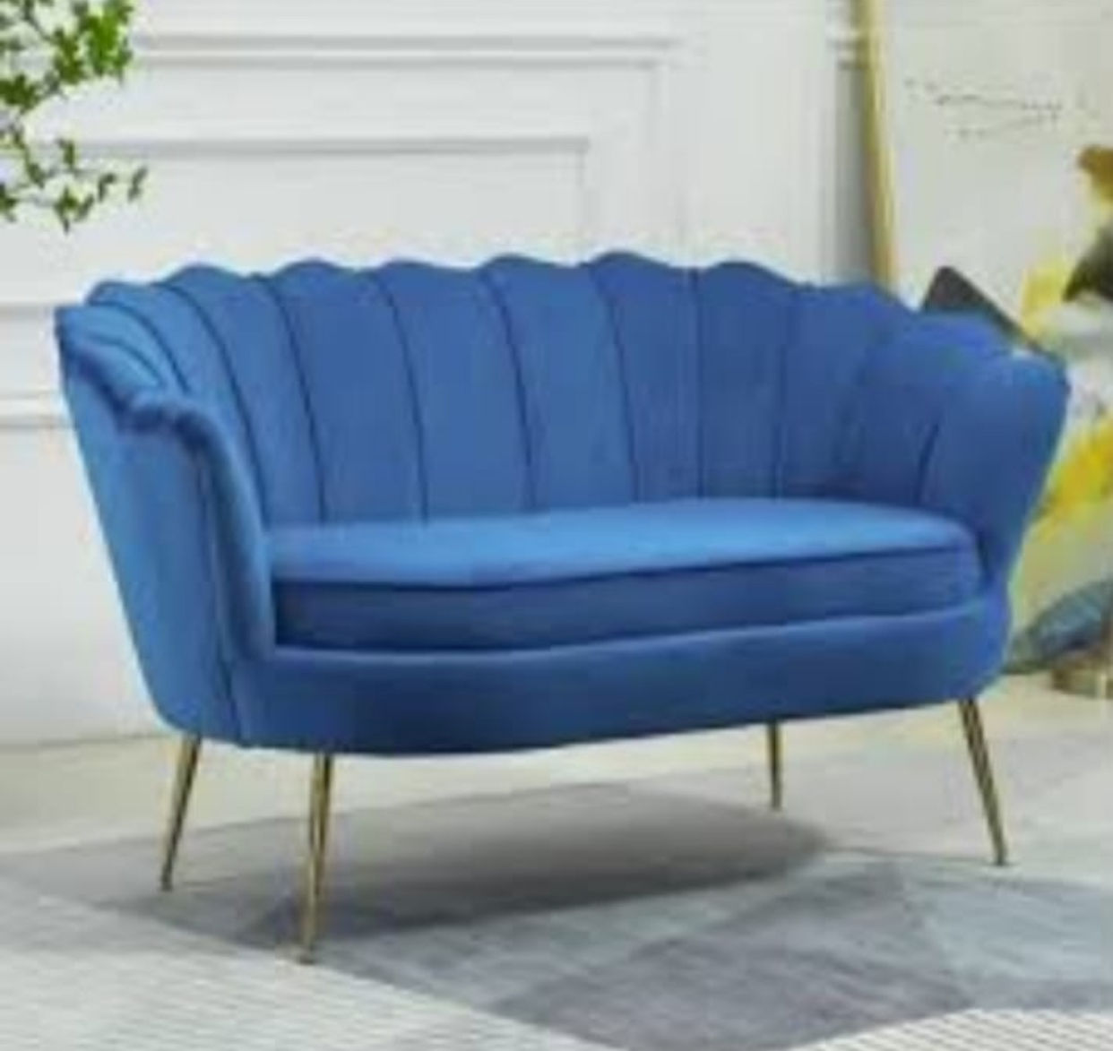 IG Furn- Blue  Velvet Tulip Sofa