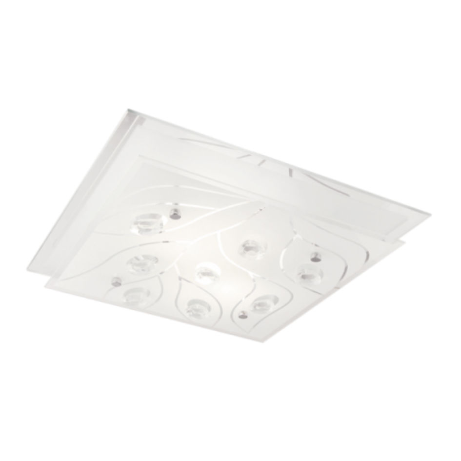 Polished Chrome with Frosted Glass and Crystals