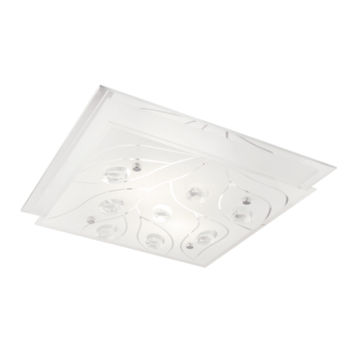 Polished Chrome with Frosted Glass and Crystals