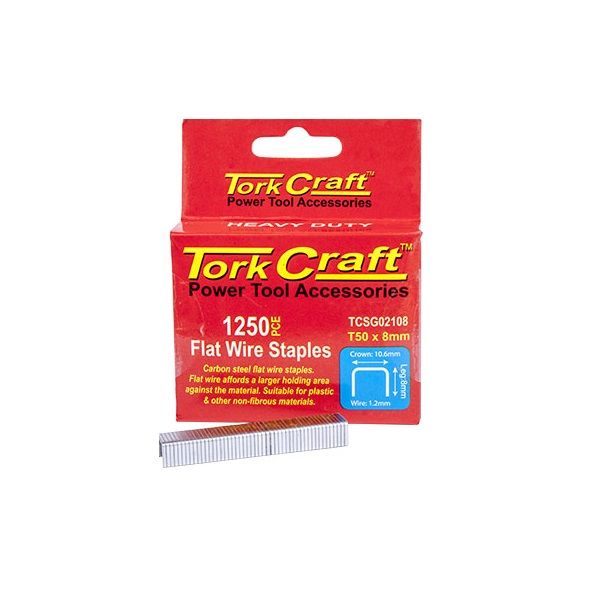 Tork Craft - Flat Wire Staple 16G x 10.6mm x 8mm T50 1250Piece - 4 Pack
