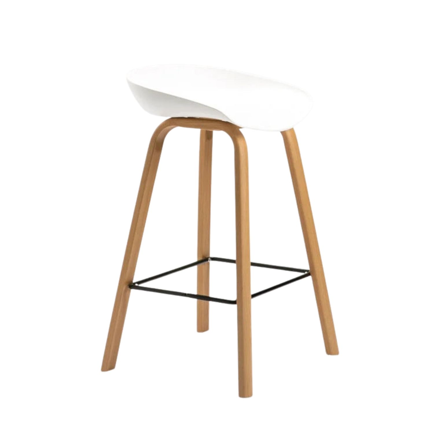 Stylish Kitchen Counter Stool With Wood Legs - White