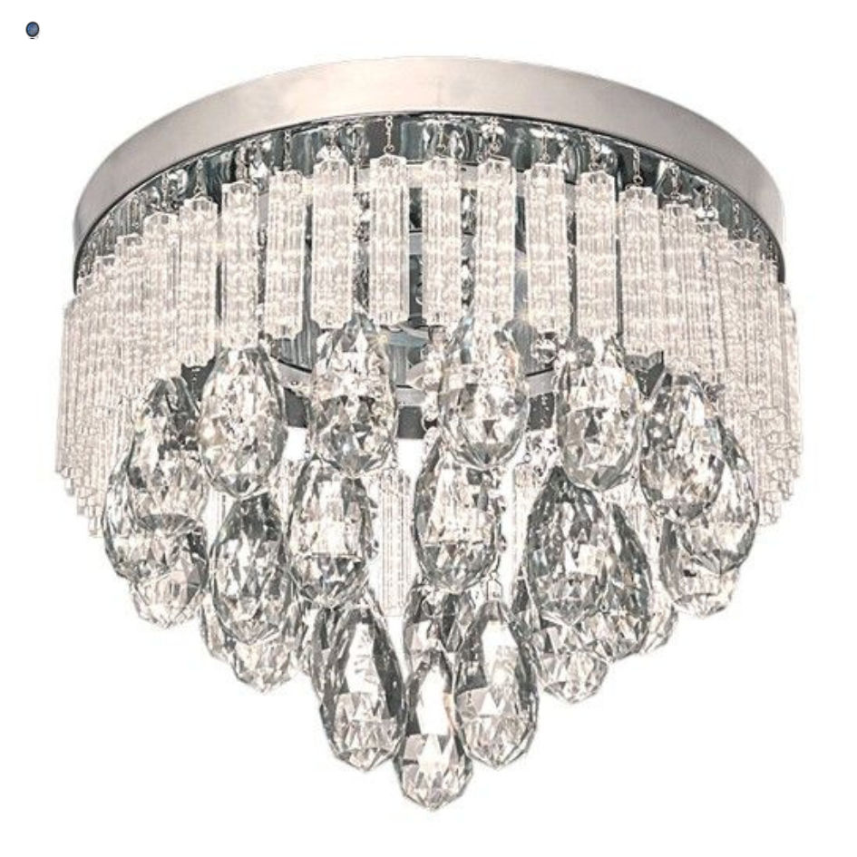 Stainless Steel LED Ceiling Fitting with Glass and Crystals     21W LED