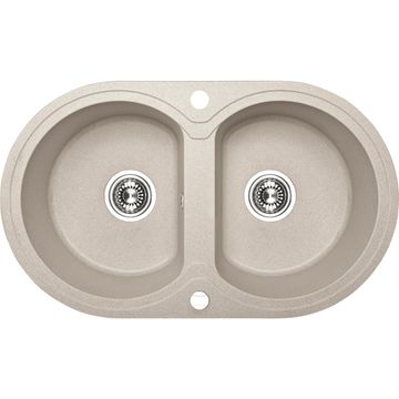 Laveo Dafne Granite Sink 2 Bowl - Beach Sand