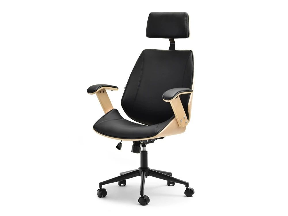 Everfurn Cleo High Back Office Chair, Wood, Metal Base