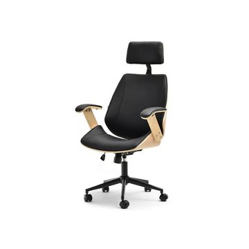 Everfurn Cleo High Back Office Chair, Wood, Metal Base