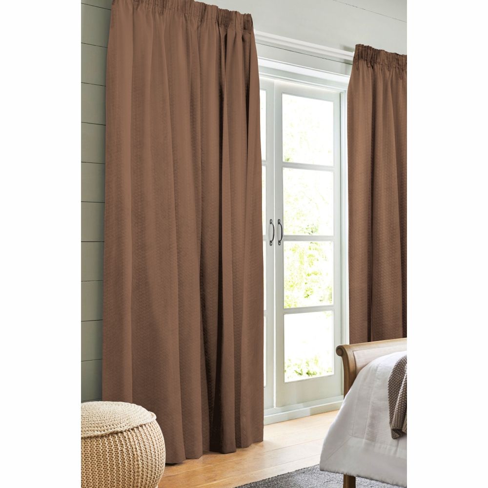 Textured Velvet Taped Curtain(265x218cm) - Coffee